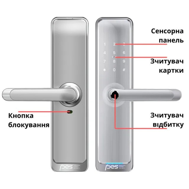 PES Husky Wi-Fi серый биометрический умный замок